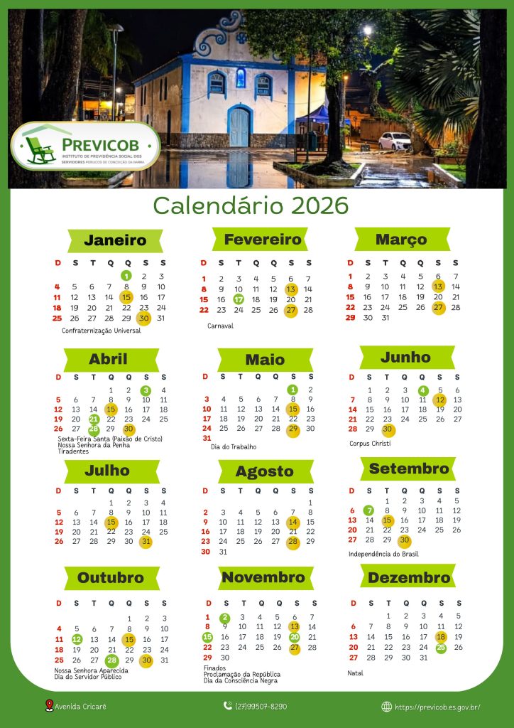 CALENDÁRIO 2026